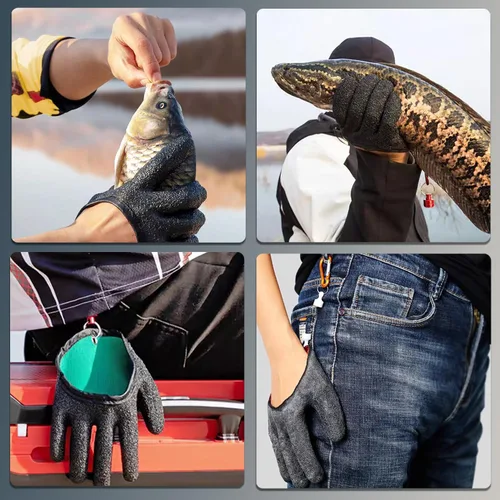 Vista 6 de Zoranala 2 guantes de pesca para hombre con liberación magnética, guantes de pesca antideslizantes profesionales, guantes de pesca a prueba