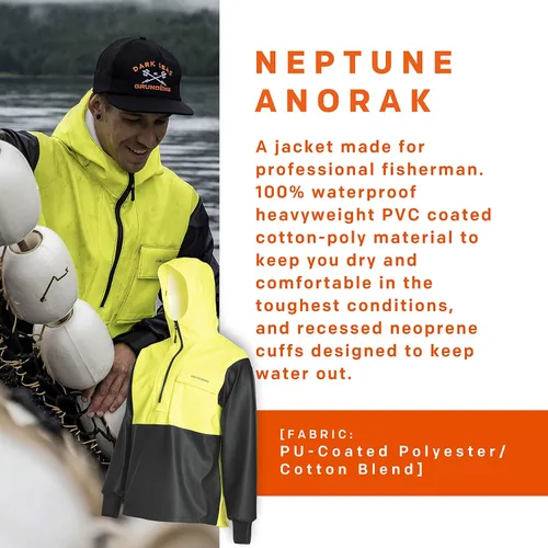 Vista 2 de Grundens Neptune - Sudadera de pesca comercial para hombre, impermeable, ajustable, Anorak