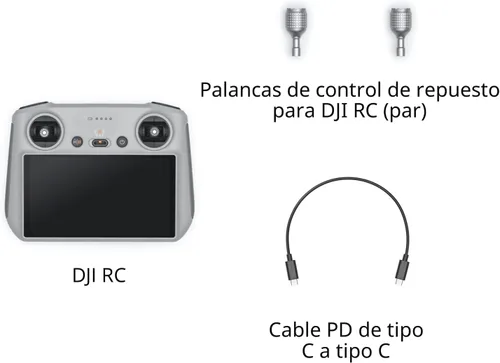 Vista 6 de DJI RC, control remoto con cuerpo ligero, pantalla FHD, batería de 4 horas, palancas de control de precisión, transmisión O3+