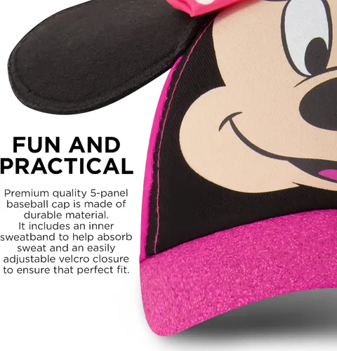 Vista 4 de Disney Gorra de béisbol para niñas de 2 a 7 años diseño 3D de Minnie Mouse