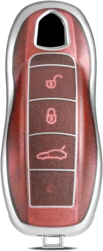 Vista 12 de Funda protectora para llavero inteligente compatible con Porsche Boxster Turbo Cayenne Panamera Macan Cayman 911, llave inteligente sin llave (negro)