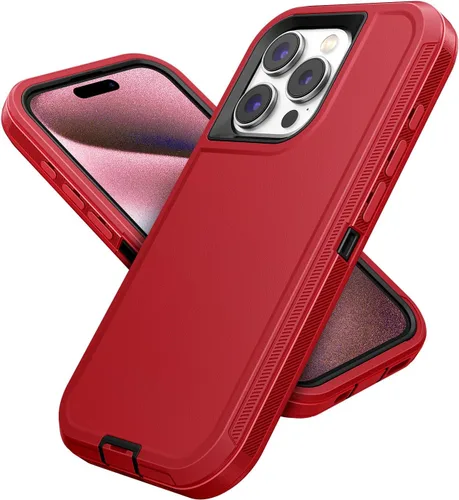 Vista 23 de Jelanry - Funda para iPhone 15 5G, protección resistente, resistente, color negro Dropproof & Dual-Layer Protective Back Cover with Port Anti