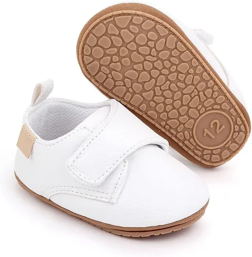 Vista 2 de Methee Baby Boys Girls Shoes Soft Sole Non-Slip PU Leather Baptism Christening Shoes Infant First Walker Shoes Toddler Crib Shoes Newborn Loafers