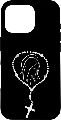 Vista 52 de iPhone 16 Rosario Virgen María Dios Jesús Fe Religioso Católico Estuche de Regalo