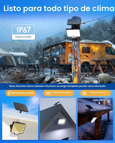 Vista 5 de AUDERWIN 294 Luces LED Exteriores Solares Divididas con Sensor de Movimiento, Luces de Inundación Solares de 2600Lm, IP67 Impermeables, Luces