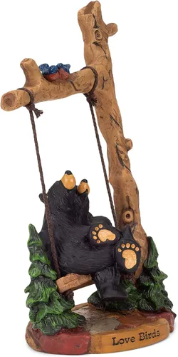 Vista 2 de DEMDACO Bearfoots by Jeff Fleming Love Birds Midnight Black - Figura coleccionable de mesa de resina fundida a mano, 9 x 6 pulgadas