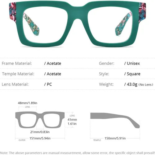 Vista 2 de HEPIDEM Gafas de acetato multicolor degradadas con marco para mujer, gafas grandes grandes 2023