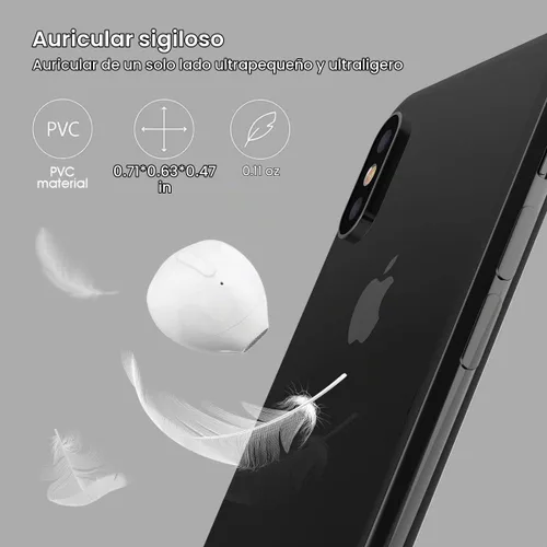 Vista 3 de Auriculares invisibles con Bluetooth, minúsculos, discretos, ocultos, para el trabajo, pequeños canales auditivos Negro