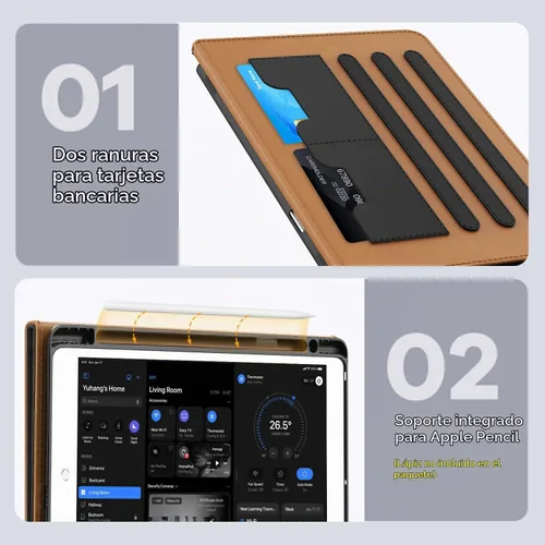 Vista 7 de OKP Funda para iPad de 9ª generación 2021/8ª generación 2020/7ª generación 2019 de 10.2 pulgadas, funda con visión multiángulo, cuero PU con soporte