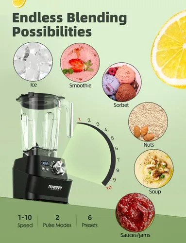 Vista 6 de Nuwave Infinity - Licuadora comercial, licuadora resistente para batidos con motor de cobre de 2.5HP y cuchillas cortadas con láser, dura 100 años