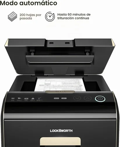 Vista 2 de Locksworth -Trituradora de papel microcortada de 200 hojas, trituradoras de alta seguridad P-5 para oficina en casa, trituradora de documentos