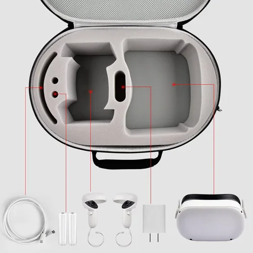 Vista 3 de Funda de transporte compatible con Oculus Quest 2 Advanced Auriculares de realidad virtual todo en uno. Caja de almacenamiento de viaje