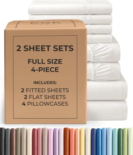 Vista 292 de Pack of 2, Twin Size 3 Piece Sheet Set - Breathable & Cooling - White