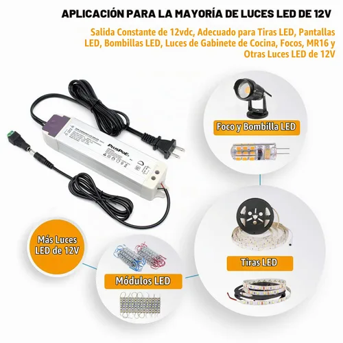 Vista 5 de PLUSPOE Tira de luz LED de 50 W regulable (4.15 A), magnética, transformador de 110 V CA a 12 V CC, fuente de alimentación de bajo voltaje