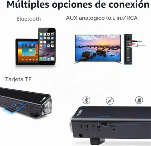 Vista 4 de Altavoces de computadora para escritorio, barra de sonido de computadora con cable e inalámbrica, mini altavoces estéreo alimentados por USB