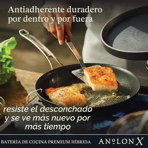Vista 4 de [Usado] Anolon X SearTech - Saucier antiadherente de aluminio con tapa, 2.5 cuartos de galón, gris súper oscuro