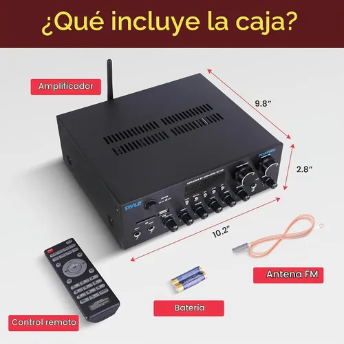Vista 7 de Pyle Amplificador de Transmisión Inalámbrica Bluetooth, Receptor de Audio para Hogar Multicanal de 200W con Entrada/Salida de Alta Definición
