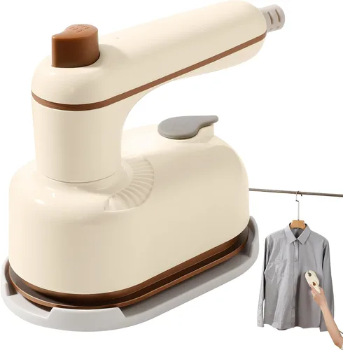Vista 8 de Plancha de vapor portátil de mano con base antiquemaduras, vaporizador y plancha 2 en 1, vaporizador portátil para ropa, mango giratorio de 180°