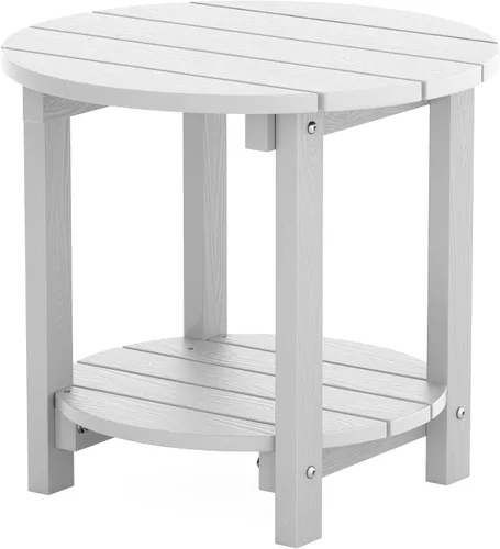 Vista 13 de YEFU Adirondack - Mesa auxiliar doble para exteriores, de 18 pulgadas, mesa auxiliar de madera de polietileno, resistente a la intemperie para Negro