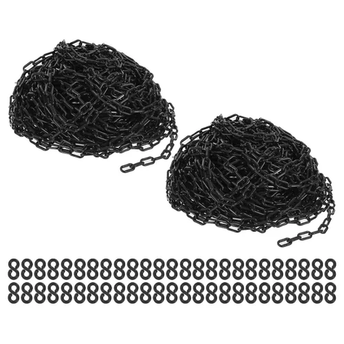 Vista 26 de PATIKIL Eslabones de Cadena de Plástico, Cadenas de Seguridad de 200 Pies, Cadenas de Plástico Negro para Barreras, Control de Multitudes, Líneas