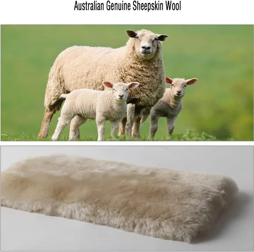 Vista 5 de Funda para cinturón de seguridad de automóvil de lana de oveja genuina suave, 2 piezas, almohadilla para hombro del cinturón de seguridad para una
