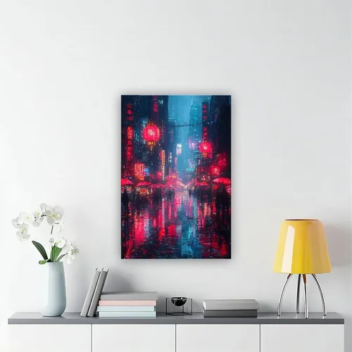 Vista 6 de Cyberpunk Pixel Art Print – Retro Futuristic Neon City – Vaporwave Digital Wall Decor Poster Print Decorative Painting Canvas Wall Art Living Room