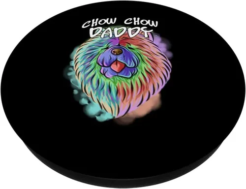 Vista 2 de Colorful Pop Art Portrait Chow Chow Dog Dad Father's Day PopSockets Swappable PopGrip