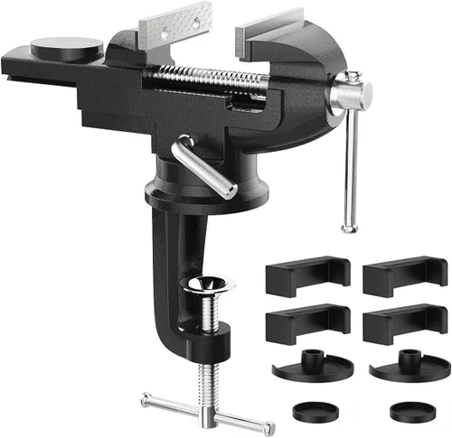 Vista 12 de Housolution Abrazadera Universal de Mesa de 3 Pulgadas, Base Giratoria de 360°, Abrazadera de Banco para el Hogar, Abrazadera de Tornillo de Banco