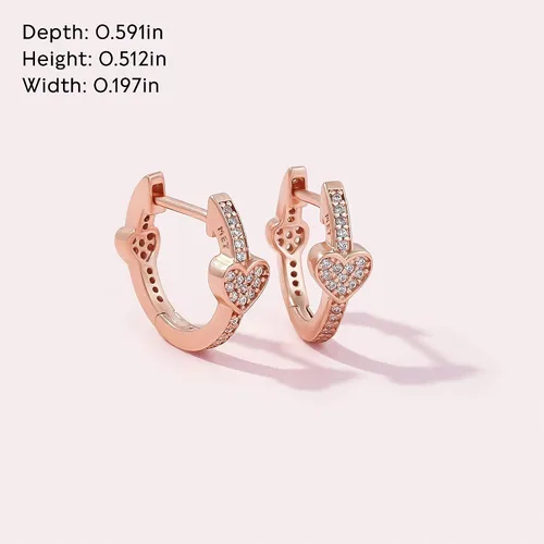 Vista 5 de Pandora Aretes de aro con corazones atractivos de rosas, Metal, N A