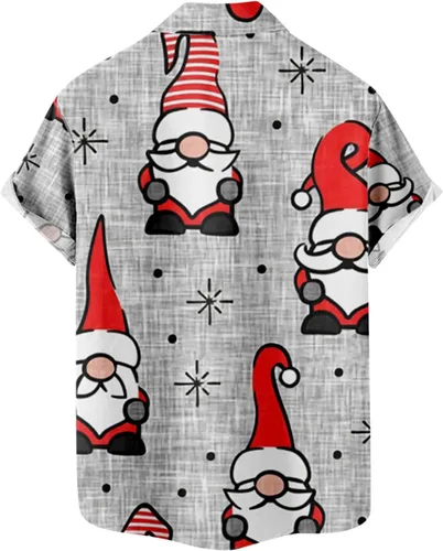 Vista 4 de Camisas hawaianas de Navidad para hombre, manga corta, camisetas de playa, feas de Navidad, Papá Noel, blusa de bolos con botones, blusa de fiesta