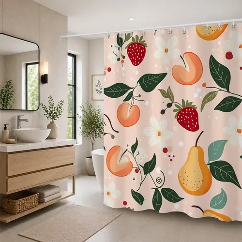 Vista 11 de Pink Shower Curtain, Water Repellent Polyester Bathroom Curtains with Weighted Hem & 12 Hooks, Washable Quick-Drying Shower Curtain Set for Bathroom