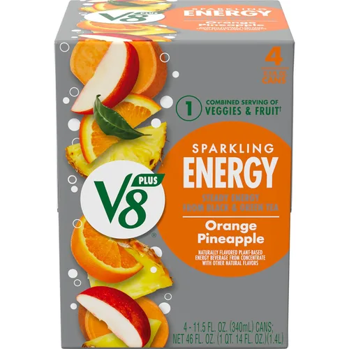 Vista 13 de V8 +ENERGY Bebida Energética de Cereza Negra, lata de 11.5 fl oz (paquete de 4)