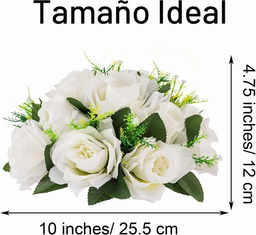 Vista 6 de Centros de mesa de flores para mesas de boda: decoraciones de mesa de boda, bolas de flores blancas, centros de mesa para compromiso, ceremonia