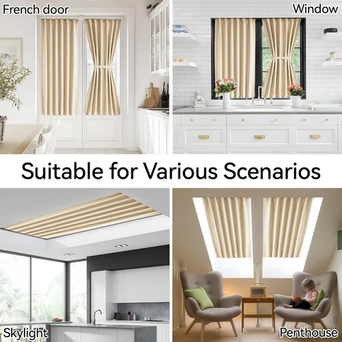 Vista 7 de Vatge Cortinas laterales autoadhesivas para puertas de cristal, sin taladro, extraíble, panel de filtrado de luz, 1 panel, 12 pulgadas de ancho x 60