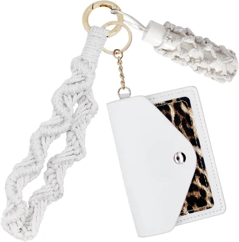 Vista 8 de BIHRTC Llavero de pulsera boho con soporte para lápiz labial, pulsera hecha a mano