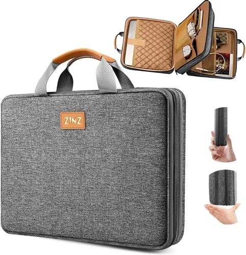 Vista 23 de ZINZ - Funda para portátil de 13 pulgadas con funda expandible, maletín protector de computadora con múltiples bolsillos, compatible con MacBook
