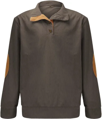 Vista 2 de Sudadera de pana para hombre, de manga larga, con botones, estilo casual, a la moda, lisa, para otoño, térmica