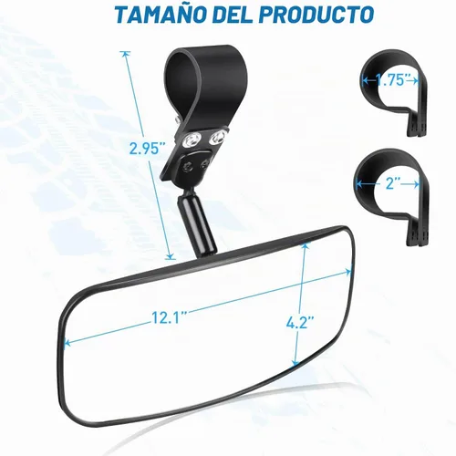 Vista 2 de Nilight UTV - Espejos retrovisores de 12 pulgadas de ancho, espejo central convexo transparente con abrazaderas de 1.75 a 2 pulgadas, ajustables 360