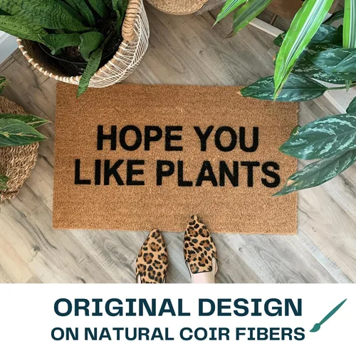 Vista 5 de NICKEL DESIGNS Plant Doormat, 18 x 30 Inch, Heavy Duty Natural Coir Fibers, UV and Weather Resistant, Funny Front Porch Decor, Plant Lover Theme