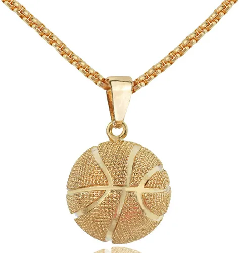 Vista 2 de Collar Rose Fashion Jewelry Chain Basketball Collar Mujer Acero Acero Joyería & Relojes Oro Collar Colgante Círculo Oro (Dorado, Talla única)