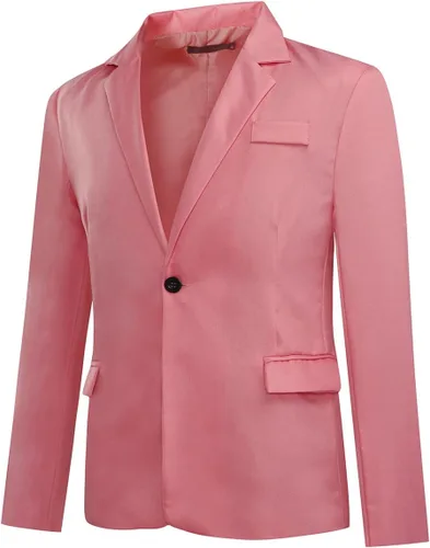 Vista 45 de YUNCLOS Chaqueta blazer casual de 1 botón con solapa con muescas para hombre