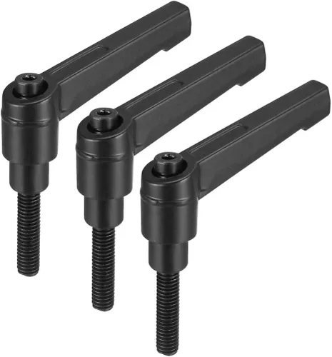 Vista 9 de uxcell M6 x 0.787 in Mango de palanca de sujeción ajustable Rosca Botón de trinquete macho roscado Perillas de bloqueo Tornillo giratorio Perno