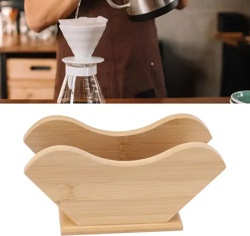 Vista 2 de Soporte de filtro de café de madera, caja de filtro de café, soporte de almacenamiento de papel de café, soporte para filtro de café y filtros