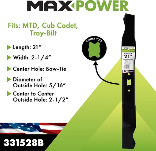Vista 2 de Maxpower 331528B - Cuchilla para cortar para MTD/Cub Cadet/Troy-Bilt de 21 pulgadas, sustituye a 742-0741, 942-0741, CMXGZAM100067