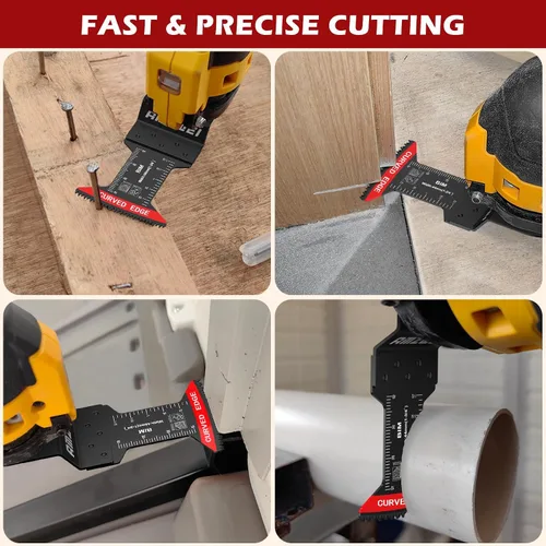 Vista 6 de Hojas de sierra oscilantes bimetálicas, 10 cuchillas multiherramienta de borde curvado de 1-3/4 pulgadas para metal suave, madera dura, plástico