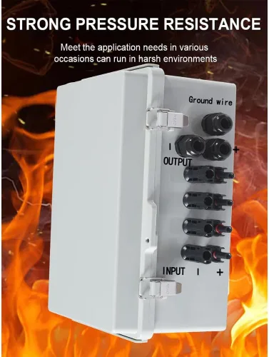 Vista 8 de Caja combinadora para paneles solares, caja combinadora solar con 4 cuerdas, 15 A, dispositivo de protección contra sobretensiones de corriente