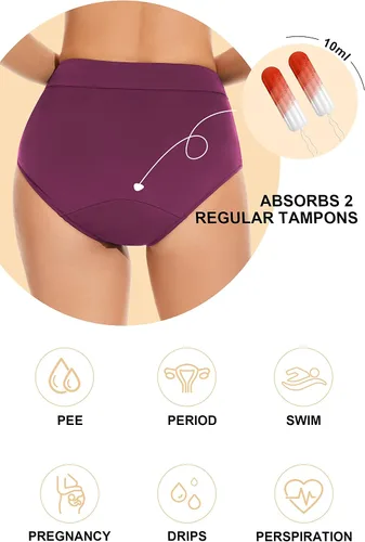 Vista 2 de OVRUNS Traje de baño de época a prueba de fugas, parte inferior de bikini impermeable para adolescentes, niñas, mujeres