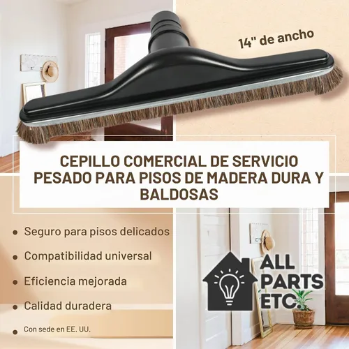 Vista 4 de Aspiradora de mochila para azulejos de madera dura, cepillo de piso de 14 pulgadas de ancho con parachoques para crin de caballo natural, cerdas