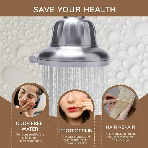 Vista 6 de Cabezal de ducha filtrado, filtro de cabezal de ducha para agua dura, cabezal de ducha desmontable para sustancias nocivas de agua dura, mejora