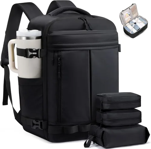 Vista 17 de LOVEVOOK - Mochila de viaje para mujer y hombre, aprobada como equipaje de mano, bolsa de artículos personales TSA, accesorios esenciales